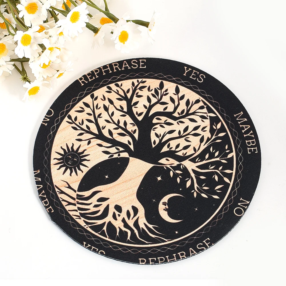 Black Round Diatomaceous Earth Insulated Mat Tree of Life Pattern Tarot Game Coffee Mug Pad Home Table Decoration Non-slip