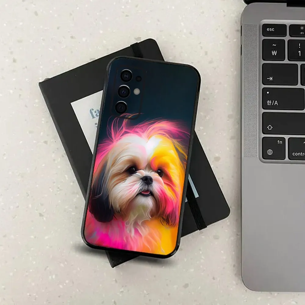 Shih Tzu Painting Cute Animal Phone Case For Samsung S24,S21,S22,S23,S30,Ultra,S20,Plus,Fe,Lite,Note,10,9,5G Black Soft Cover