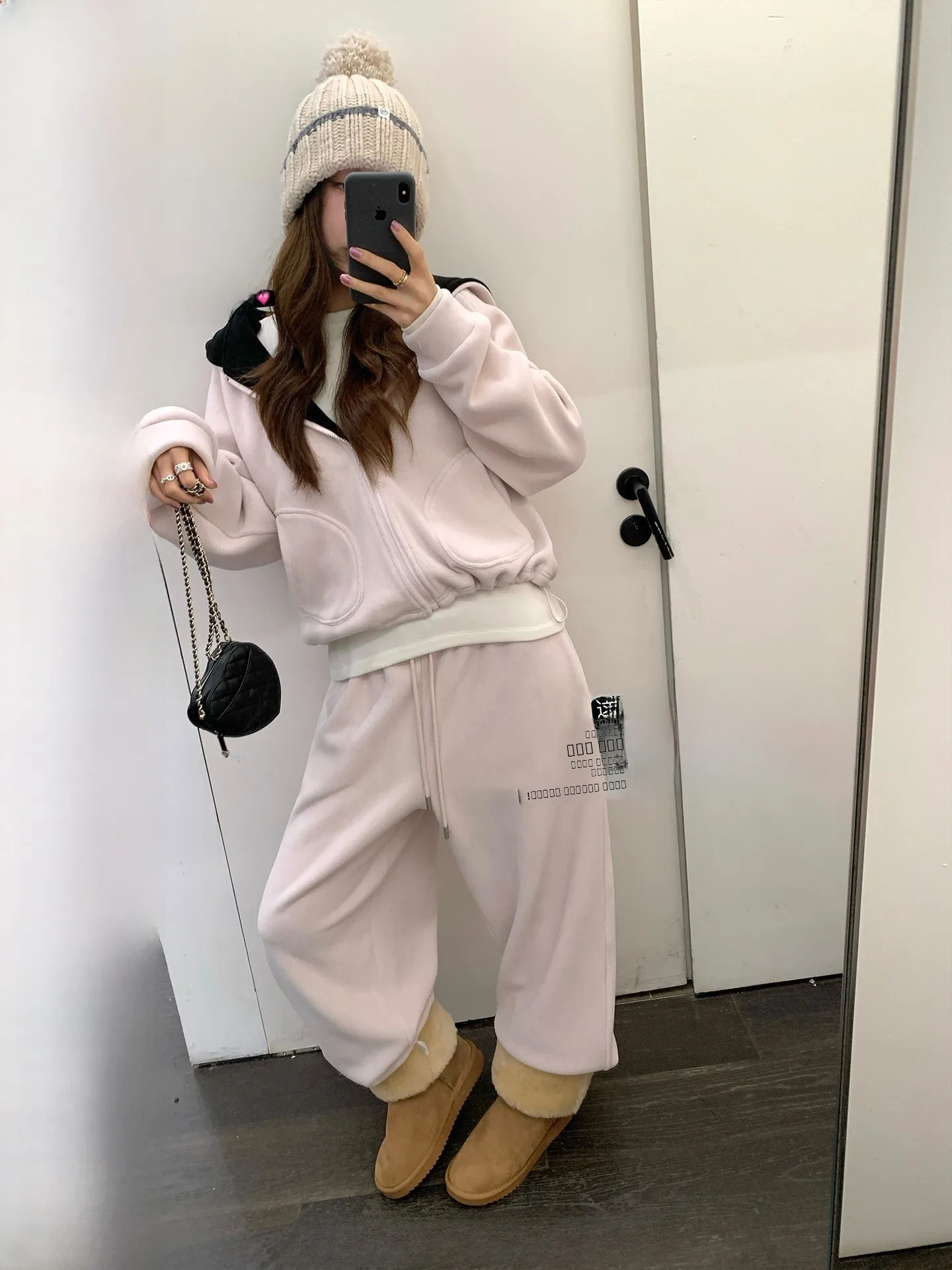 

Эксклюзивный зимний комплект Ranwear: мягкий, пушистый, контрастный, двусторонний худи и брюки с высокой талией, повседневный, с длинными рукавами