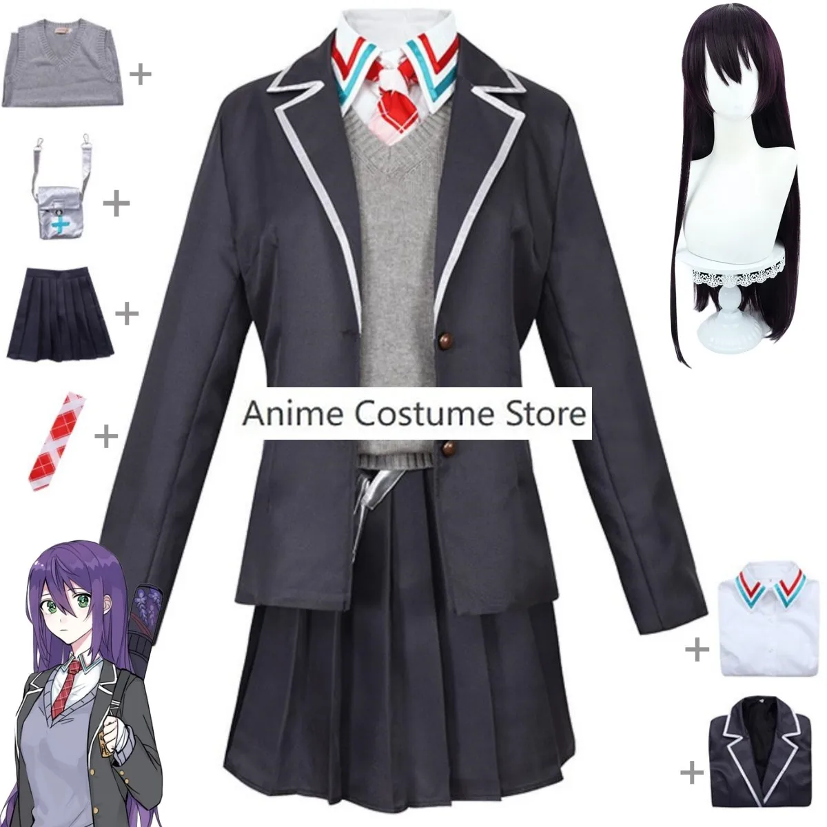 

Anime Virtual YouTuber Kenmochi Toya Cosplay Costume NIJISANJI VTuber Female School Uniforms Skirt Wig Woman Sexy Carnival Suit