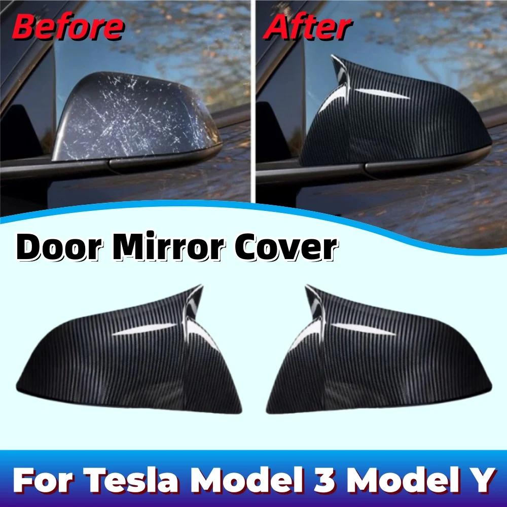 

Door Mirror Cover For Tesla Model 3 Model Y Exterior Scratch Protective Car Decoration Stickers Upgrade ABS Plastic Styling