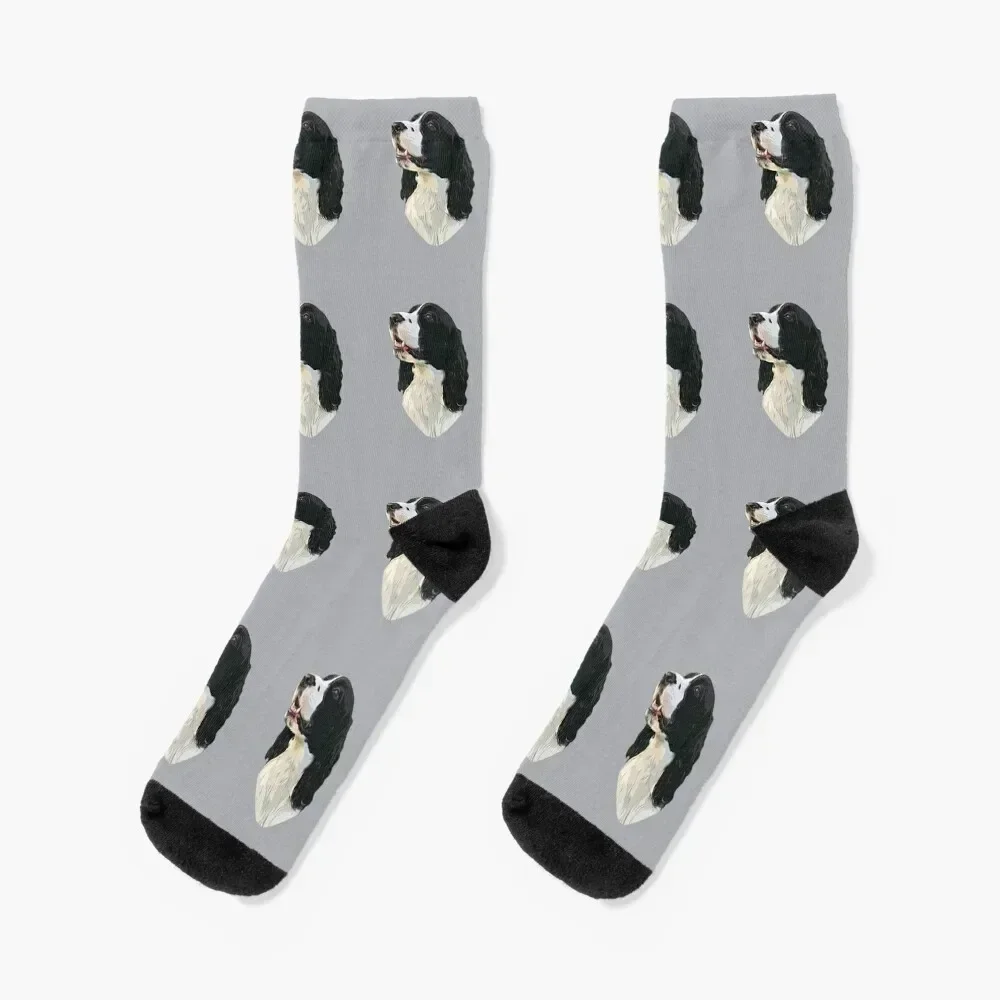 

Springer Spaniel Black and White Socks snow designer Crossfit new year Men's Socks Luxury Women's