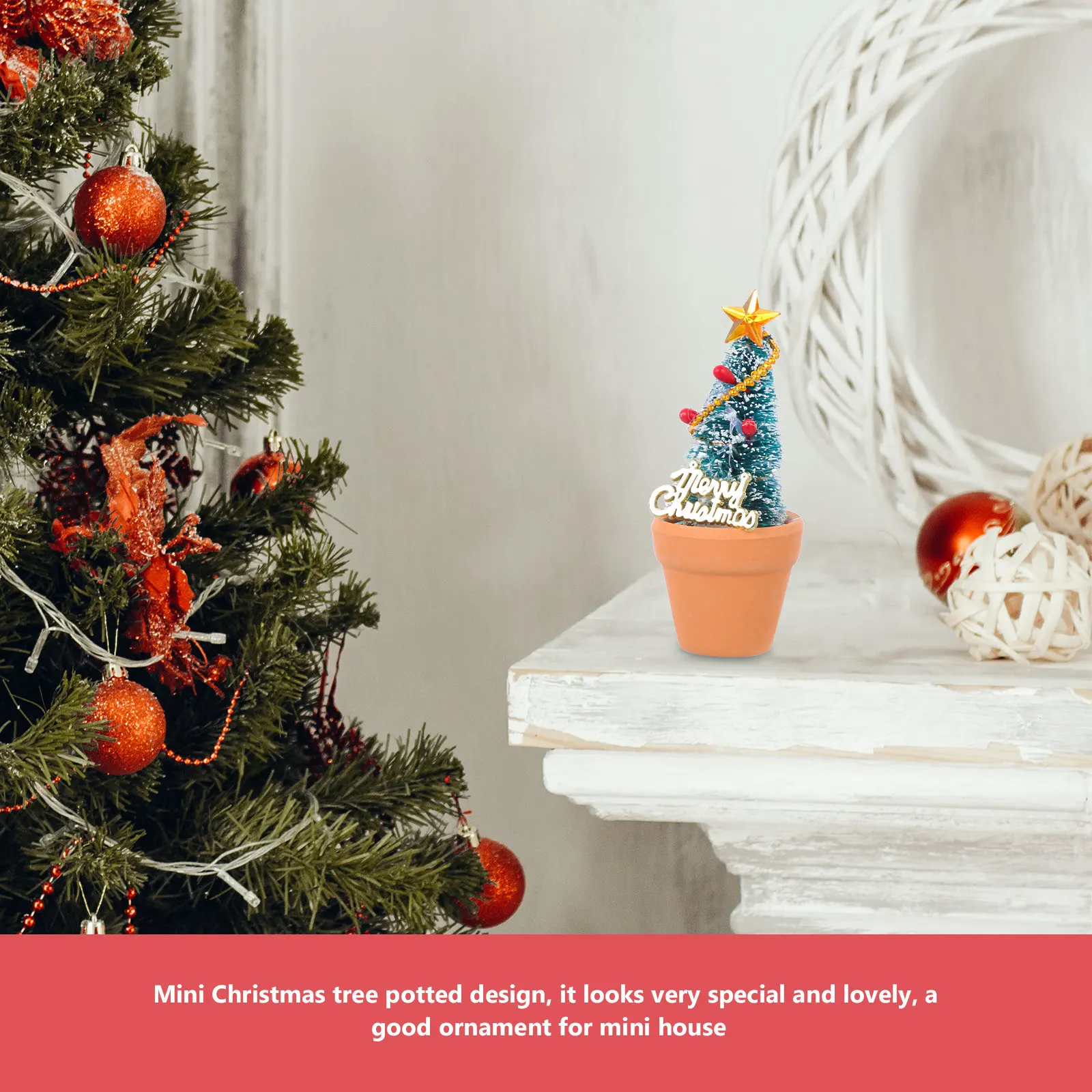 4 Pcs Mini House Decor Desktop Decorations Christmas Ornaments Holiday Table Minature Tree