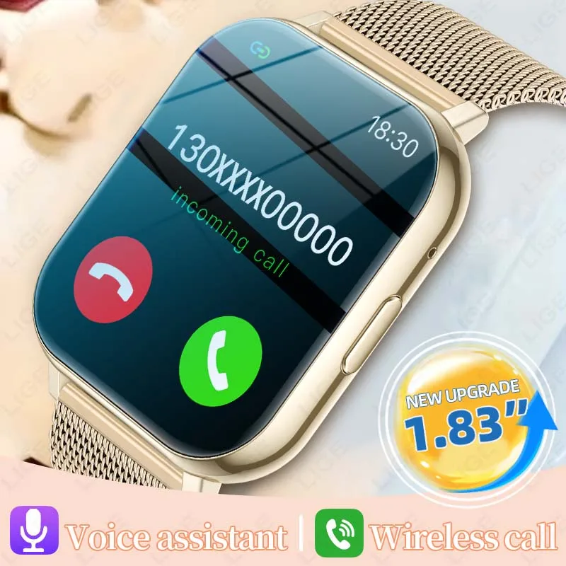 

2026 New 1.83inch HD Smart Watch Bluetooth Call Heart Rate Sleep Monitor Waterproof Sports Pedometer Smartwatch For Android iOS