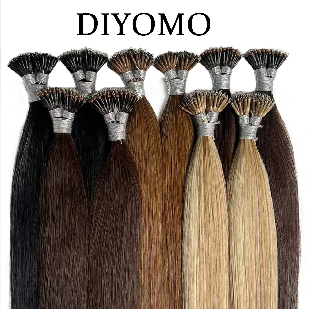 Nano Rings Straight Tip Hair Extension Natural Virgin Shadow 100% Human Hair Bulk Blonde Packages Micro Beads Wholesale Keratin
