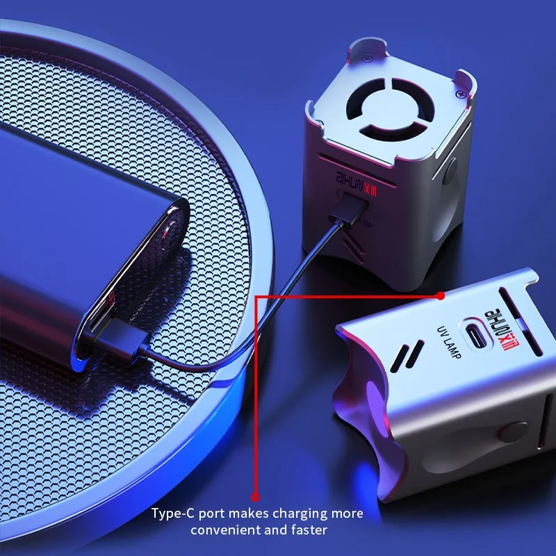 Aixun UV LED مروحة علاج مصباح يدعم نوع C شحن للهاتف المحمول اللوحة الأم بغا إصلاح التبريد الأخضر النفط علاج مصباح أداة
