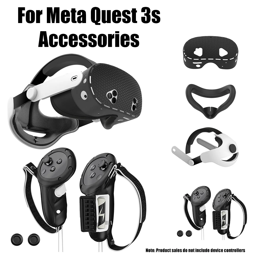 VR accessory set for Meta Quest 3S Flip Ultra Light Elite Head wear Host Protective Cover Light Blocking Mask Ergonomic Handle C