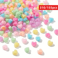 310/155pcs 8mm Translucent Sweet Heart Shaped Loose Beads For Jewelry Making DIY Bracelet Necklace Phone Chain Handmade