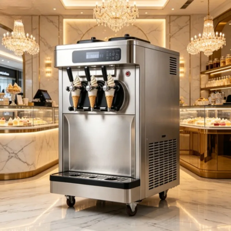 25L/h Commercial Ice Cream Making Machine 3 Flavors Soft Serve Yogurt Freezer Equipment for Ice Cream Store