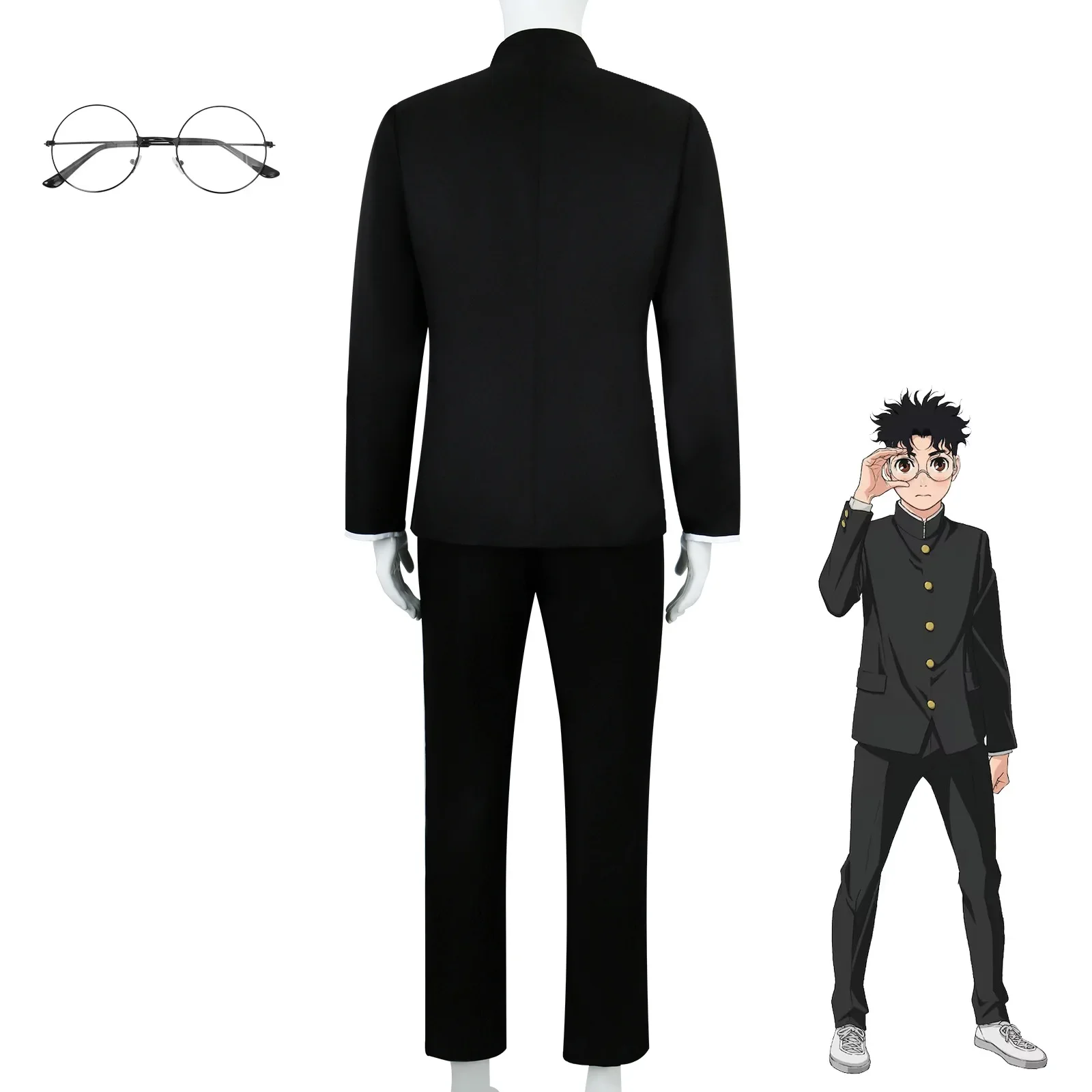 Dandadan Cosplay Costume Set  Okarun Mask & Ken Takakura Uniform Glasses - Momo Ayase Halloween Party Cosplay for Men Women