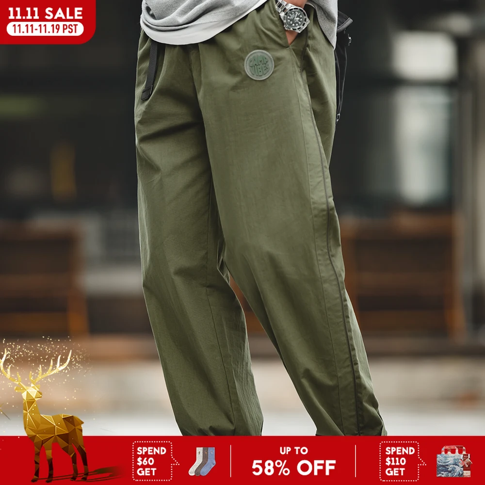 

Брюки Maden мужские с регулируемыми прямыми штанинами, уличные тканевые Свободные повседневные штаны с 3D резиновым значком, штаны со средней талией