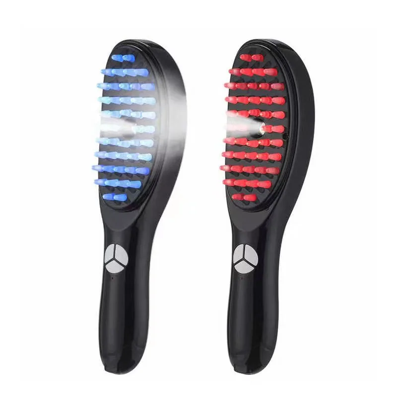 Alwafore Electric Massage Comb Blue Red Light Therapy Vibration Hair Massage Scalp Brush Negative Ion Spray Hair Growth Massager