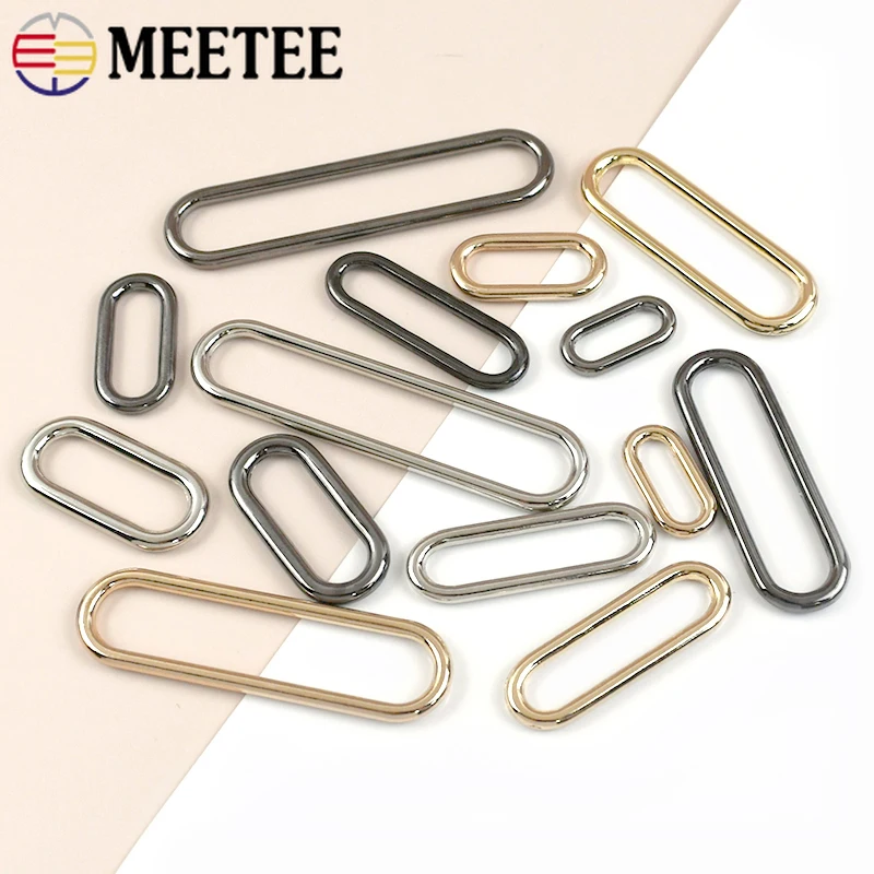 

10Pcs Meetee O Ring Buckle 15-60mm Oval Metal Rings Bag Strap Connect Loop Windbreaker Belt Shoes Adjuster Hardware Accessories