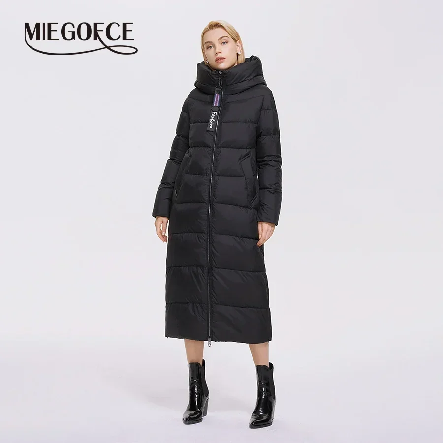 MIEGOFCE Super Long Cotton Parka Women Stand Collar Zipper Windproof Warm Winter Coat Casual Daily Outerwear D21679