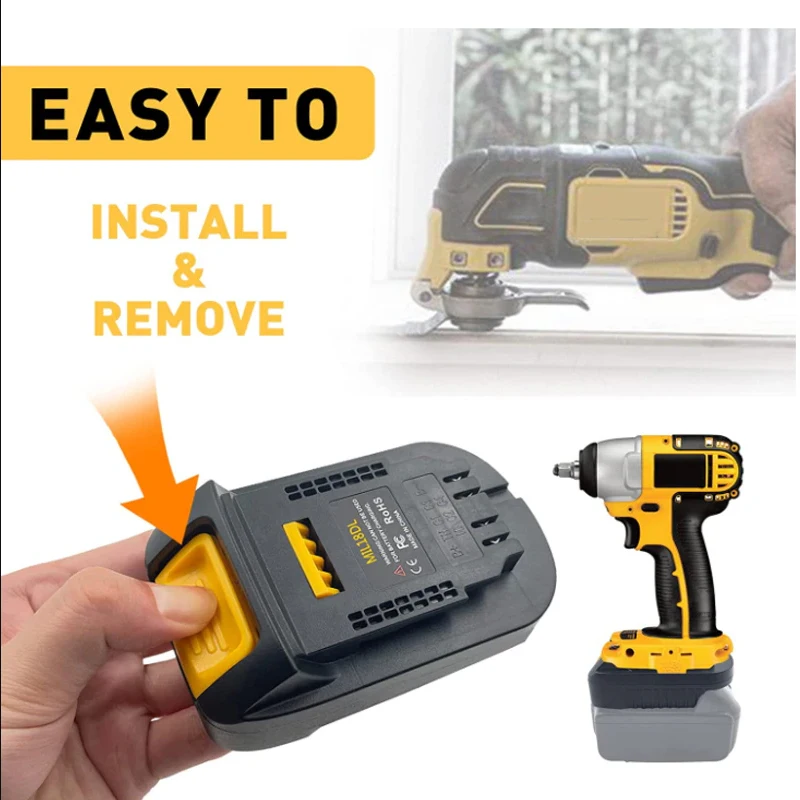 MIL18DL For Milwaukee M&18 18V battery Convert to For Dewalt 18V 20V Battery Adapter Converter Battery Volt Power Supply Tools