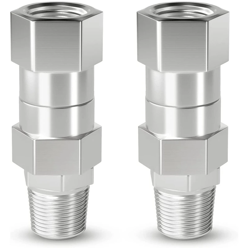 

New 2Pcs Pressure Washer Swivel, 3/8 Inch NPT Male Thread Fitting, Stainless Steel, Kink Free To Hose Fitting