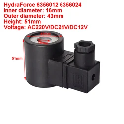 HydraForce Hydraulic Solenoid Valve Coil 6356012 6356024 Bore 16mm Height 51mm DC12V DC24V AC220V