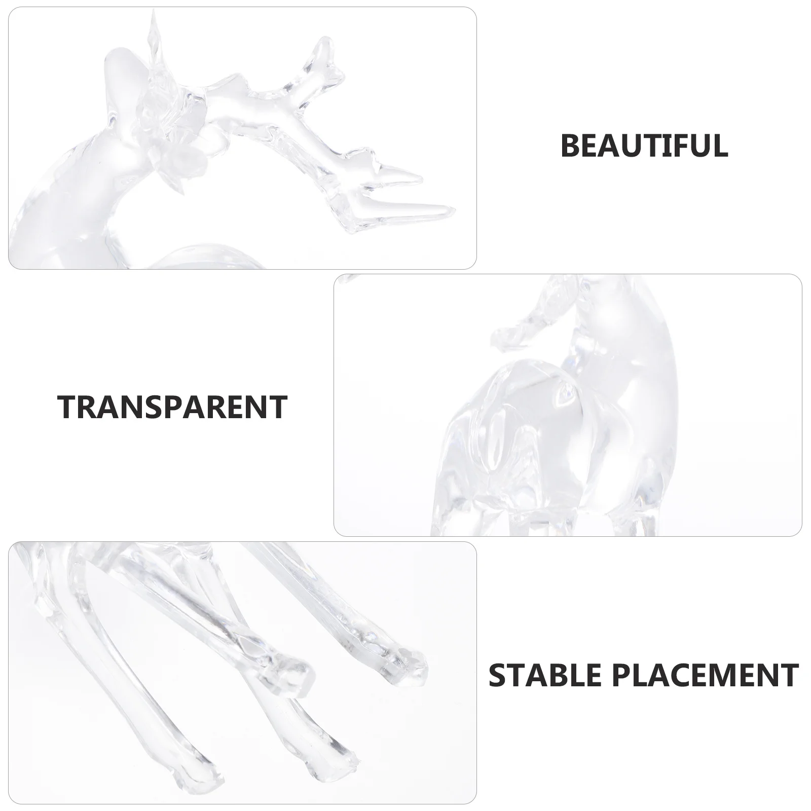 

2Pcs Xmas Elk Decoration Transparent Acrylic Elk Statue Christmas Home Ornament Festival Gift Xmas Party Supply