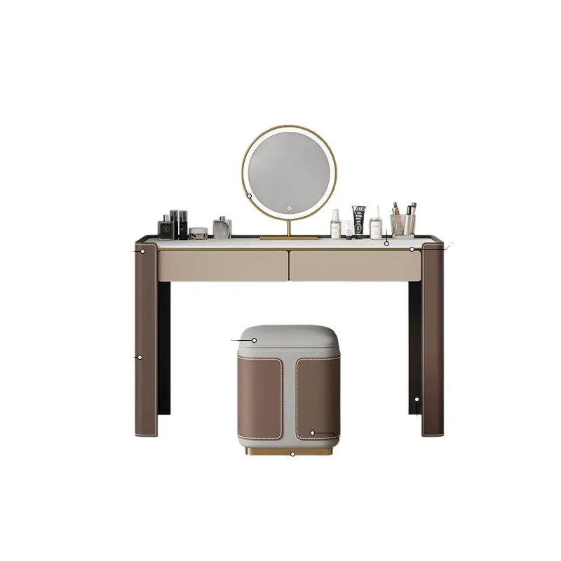 Light luxury saddle leather dresser master bedroom advanced rock slab dresser