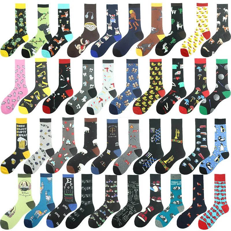 New Fashion Women Men\'s Colorful Dog Head Cotton Socks Medicine Box Leisure Animal Keji Sheep Fire Extinguisher Hair dryer Socks