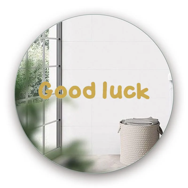 1pc Large Good Luck Acrylic Mirror Wall Mounted Round Art Funky Mirror Gift Colorful Mirror Stickers Home Cute Decor