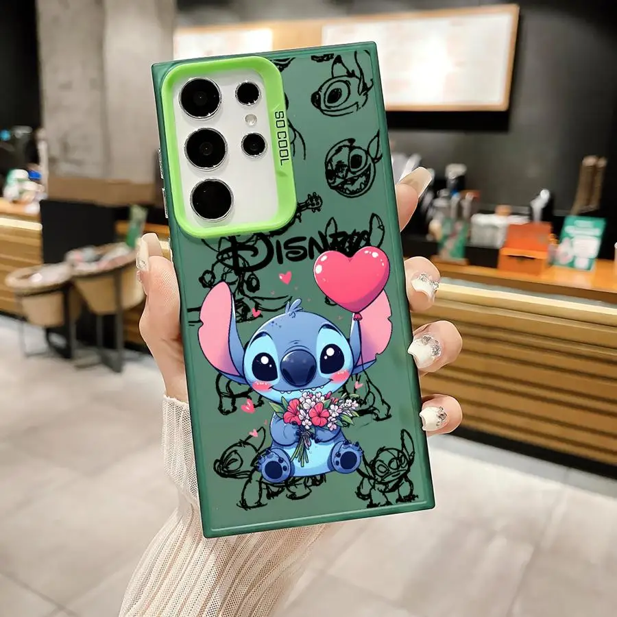 Lovely Disney Caroon Stitch Phone Case for Samsung S25 Ultra S24 S22 Plus S21 S20 FE S23 S24Plus S23FE Shockproof Shell Cover