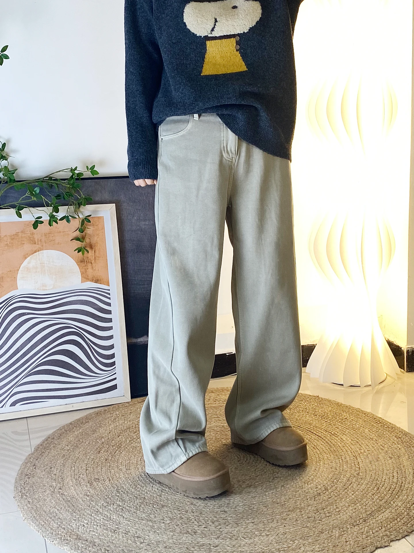 

Женские джинсы с высокой талией и широкими штанинами, утепленные флисом, прямого кроя, длиной в пол, брюки-клеш из эластичного хлопкового денима