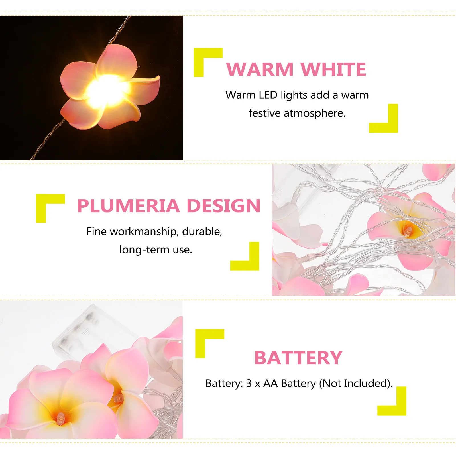 

1Set LED Plumeria Flower String Lights Decorative Fairy LED String Lights for Wedding Party Garden Yard Home Patio