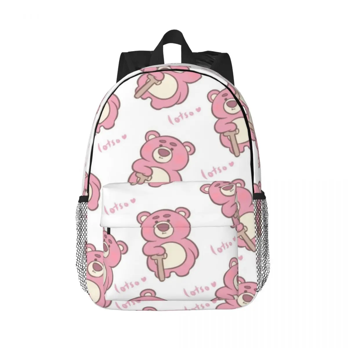 Mochila escolar informal ligera con estampado de oso de fresa, para la escuela, al aire libre, compras, oficina, 15 pulgadas