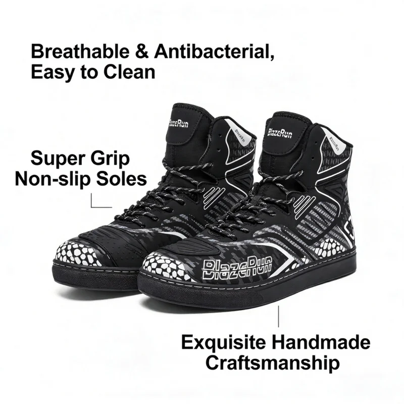 รองเท้ามอเตอร์ไซค์ผู้ชายแบบใหม่ กันน้ำ ระบายอากาศได้ดี รองเท้าบูทขี่มอเตอร์ไซค์กันลื่น สำหรับผู้ชาย