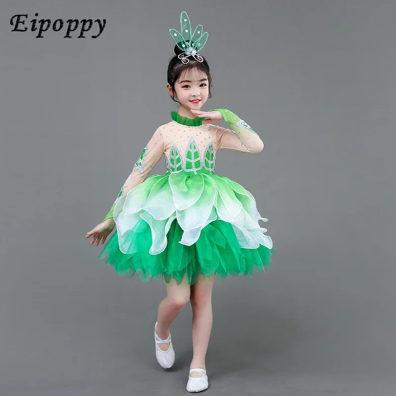 Lotus Performance Costume Lotus Pond Moonlight Dancing Dress Xiaohe Elegant Demeanor Flower Fairy Child Jasmine Performance