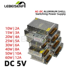 DC 5V 10W 20W 25W 30W 40W 50W 60W 2A 4A 5A 6A 8A 10A 12A Wide Voltage 100-240V AC to DC Converter Switching Power Supply Drive