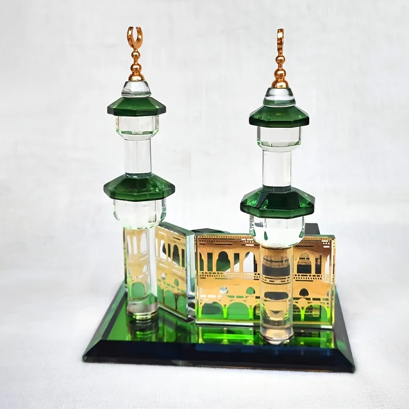 Muslim Decor Model Muslim Crystal Kaaba Dome Mosque Islamic Architecture Handicraft Collectible Home Desktop Decoration Gift