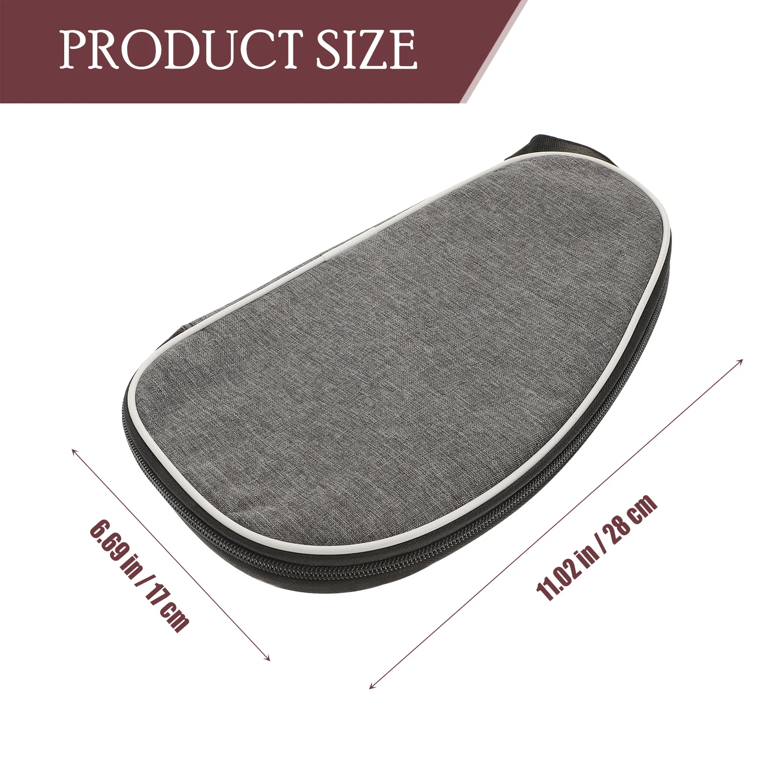 حقيبة مضرب تنس الطاولة مبطنة متينة ومقاومة للماء بتصميم غطاء حماية بسحاب للإغلاق للتخزين الآمن وحقيبة مجداف بونج باللون الرمادي