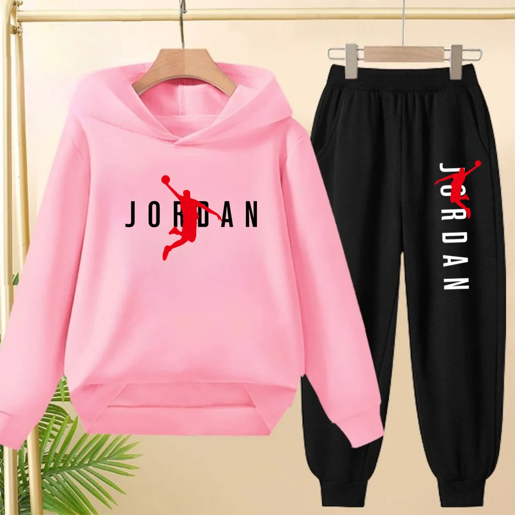 

Children Pullover Pink Coat Hoodie Sweatshirt Top+Pants Boys Girls Toddler 3-12Yrs Pretty girl's clothes Casual Sports Trend Set