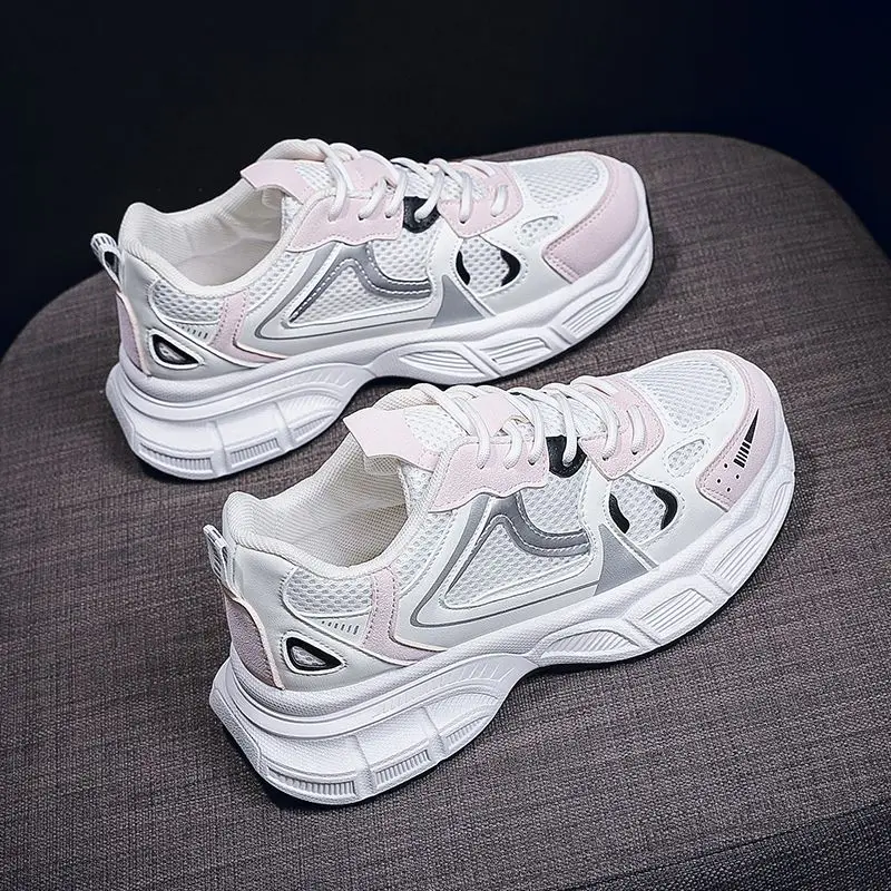 2026 Spring Ladies Air Flow Net Seoul Fashion Multiuse Sport Footwear Leisure Platform Clunky Trainer Running