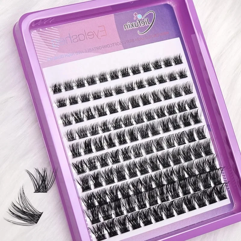 120PCS Soft Reusable Fluffy Individual Lashes D Curl 8-16mm  DIY Fake Eyelashes for Women Date Wedding Party Makeup