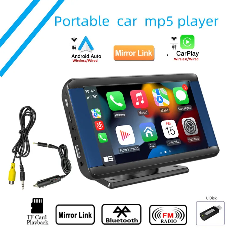 

NEW 7 inches Car Monitor CarPlay HD Screen Reversing Camera Android-Auto Bluetooth Handsfree FM Transmitter MP5 Player B300C