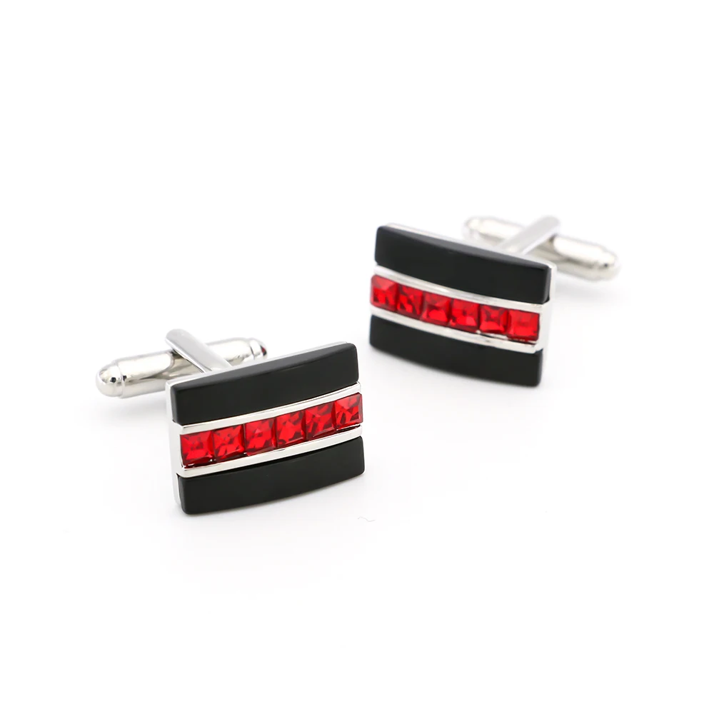 Crystal Cuff Links For Men Luxurious Wedding Design Quality Brass Material Red Color Cufflinks Wholesale&retail