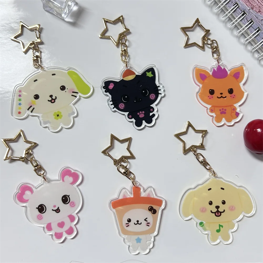 KPOP Riku Yushi Sion Kawaii Acrylic Keyring Sakuya Ryo Jaehee Cute Cartoon Animals Keychains Bag Key Decor Fans Collection Gifts