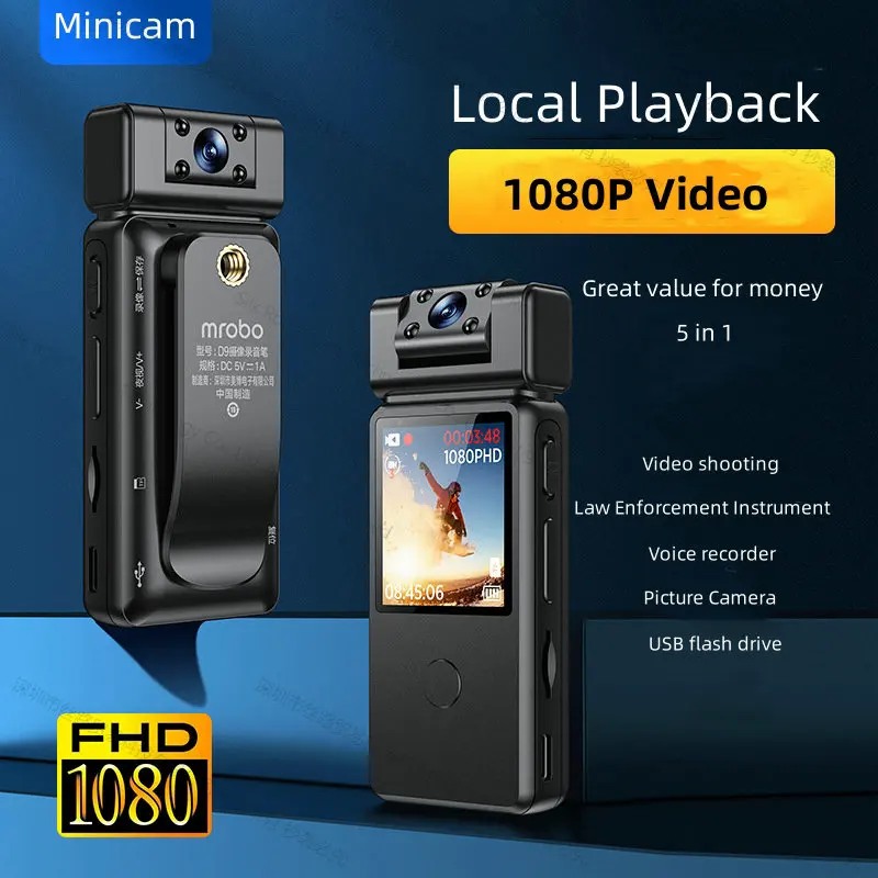 Инфракрасный цифровой диктофон D9, аудио-и видеозаписывающее устройство, портативный объектив Minicam, стандартная поддержка 256 ГБ, мини-камера с невидимым зажимом