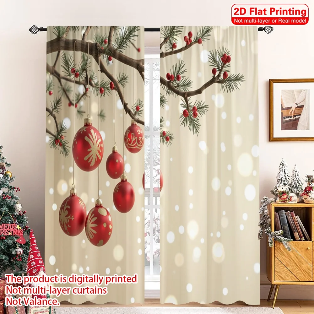 

2pcs 2D flat printing Merry Christmas Popular Drapes Winter Christmas Ornaments Berry Polyester Without Electricity Festive
