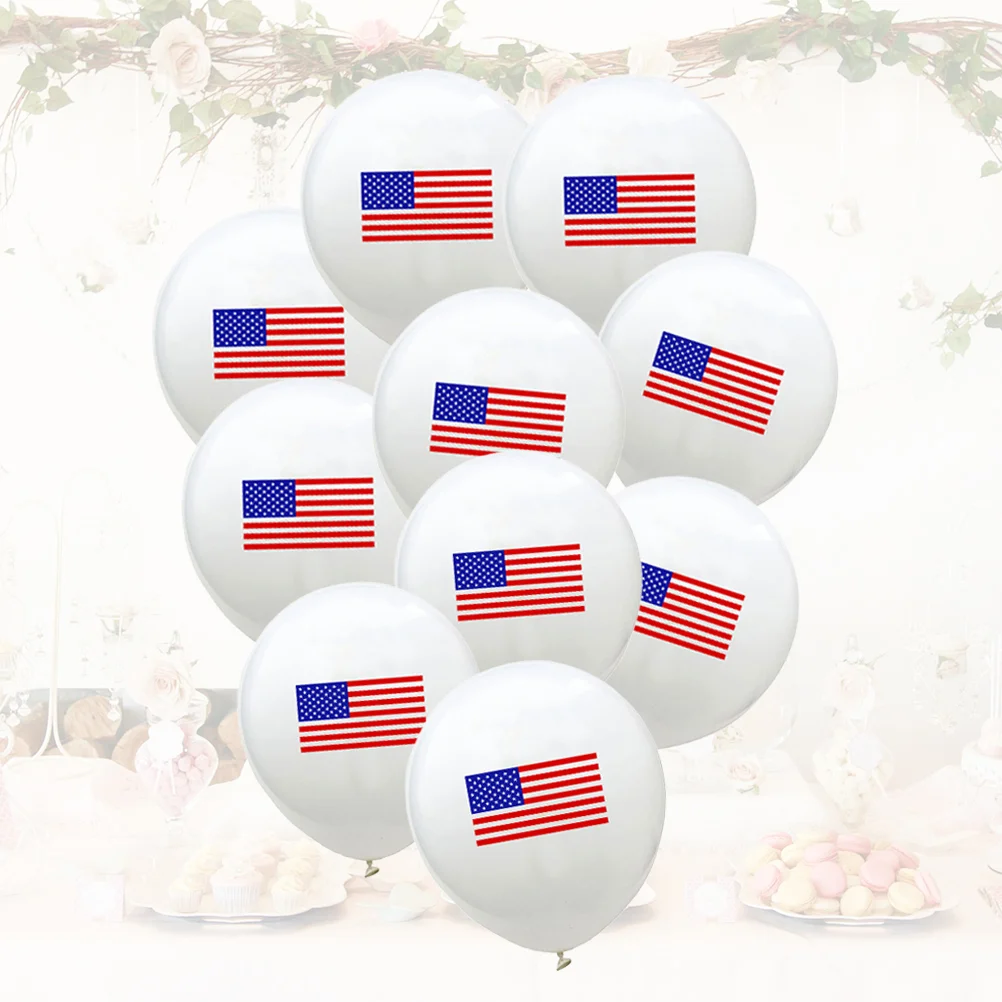 

10pcs 12 Inch Latex Balloon Round Latex Balloon American Flag Pattern for Decoration festival Latex balloons