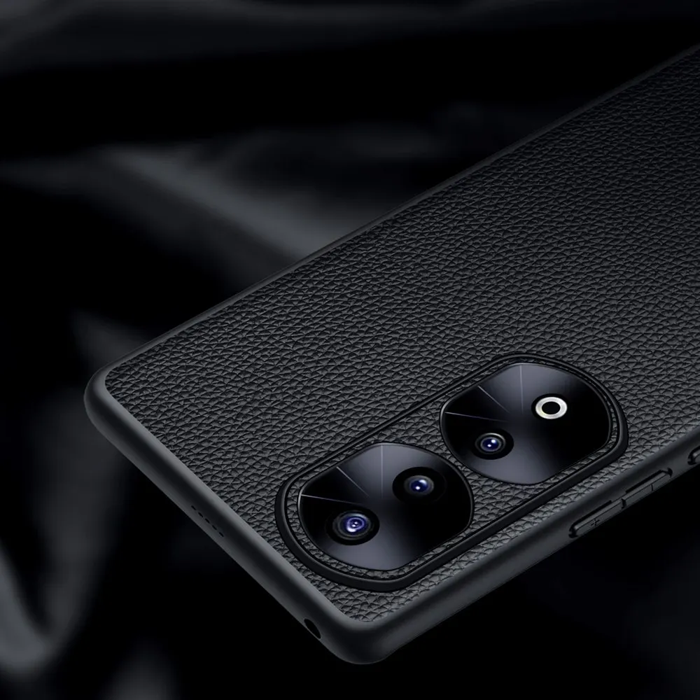 Genuine Leather Case For Honor 90 Case 3D Lens Real Leather Coque for Honor 90 Pro Cover Luxury Full Coverage Phone Protector