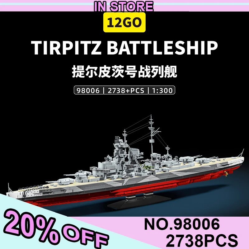 

12GO 2738 шт. MOC немецкий линкор Второй мировой войны военные строительные блоки кирпичи сборка DIY игрушки для детей подарочный набор