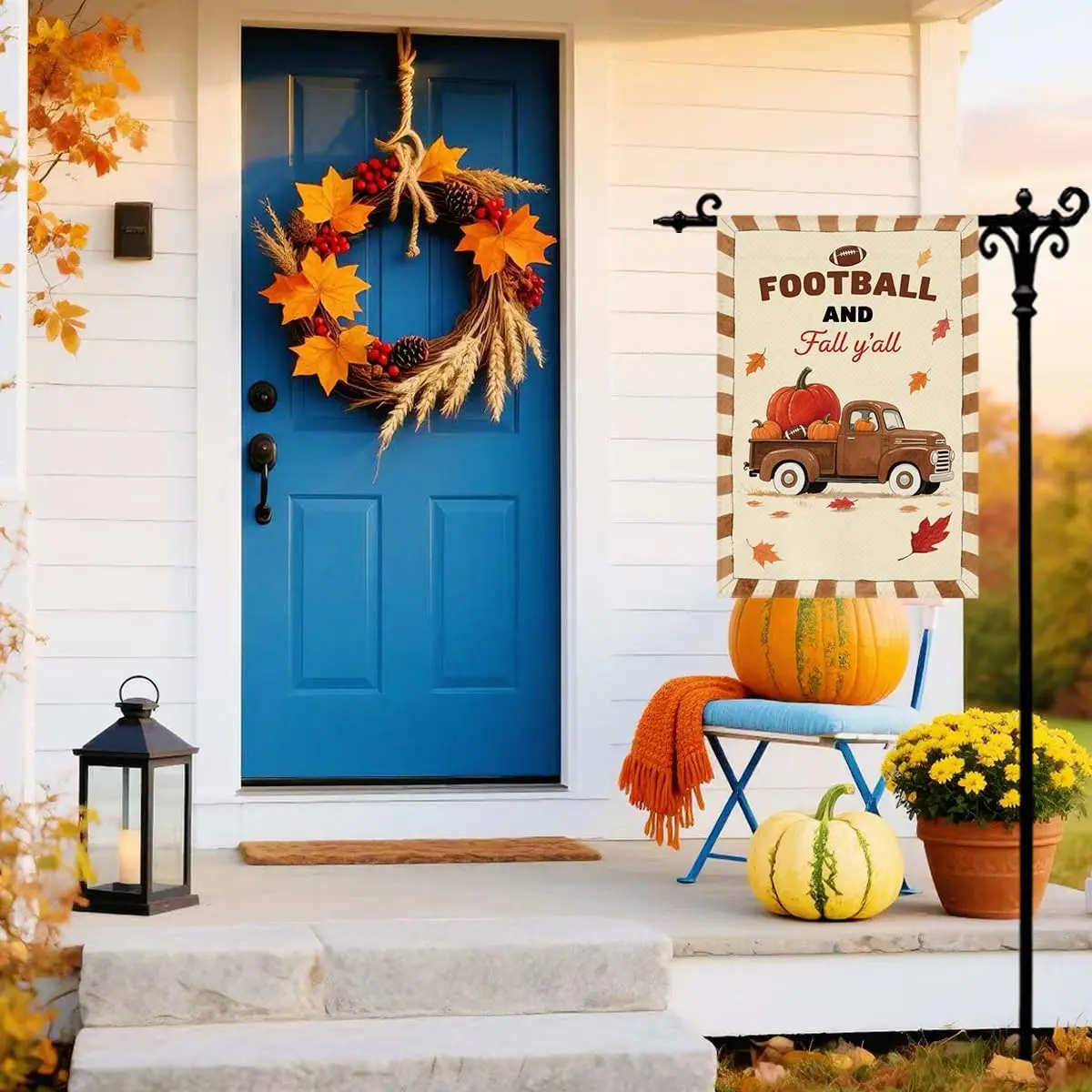 Happy Thanksgiving Garden Flag For Outside Thanksgiving Football And Fall Y'all Garden Flags Double Sided Seasonal Farmh IIX yyi
