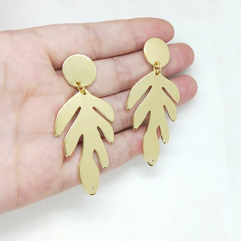 2021 موضة جديدة عصرية 60 مللي متر 1 زوج عالية الجودة سبائك الزنك يترك استرخى أقراط للفتيات هدايا الحفلات اكسسوارات #4