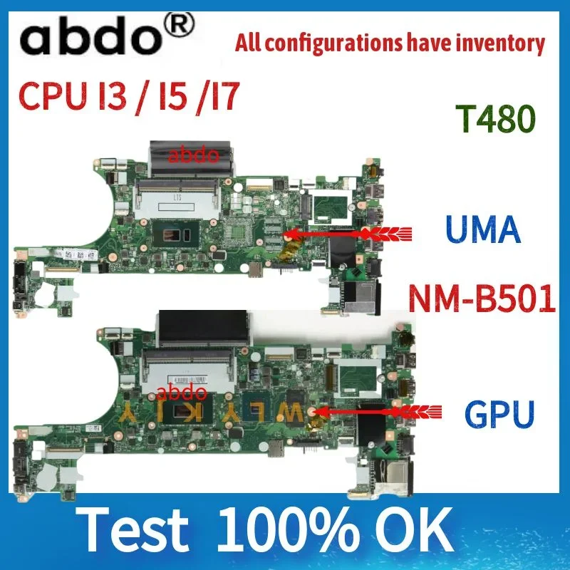 Brand  new ET480 NM-B501.For Lenovo Thinkpad T480 Laptop Motherboard. with i3/i5/i7 8th Gen GPU MX150 2GB.100% test work