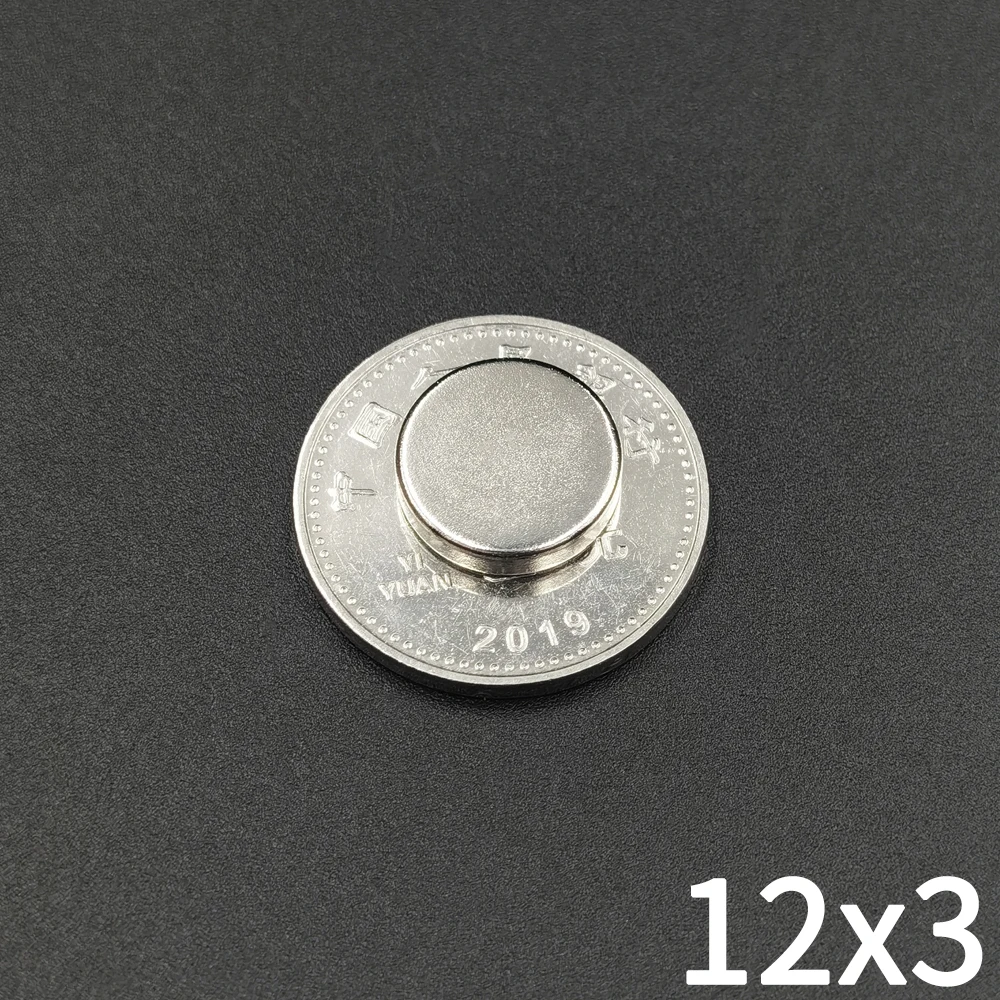 Runder Magnet, 12 x 3 mm, permanente, superstarke, leistungsstarke Magnetscheibe, verwendet für Kühlschränke und Büros für Kühlschränke, Heimwerker – Detail 3