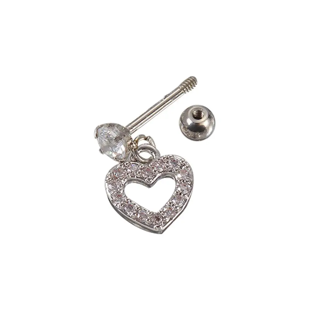 Brincos helix tragus piercing coração cartilagem studs cristal studs corpo piercing brincos orelha piercing jóias